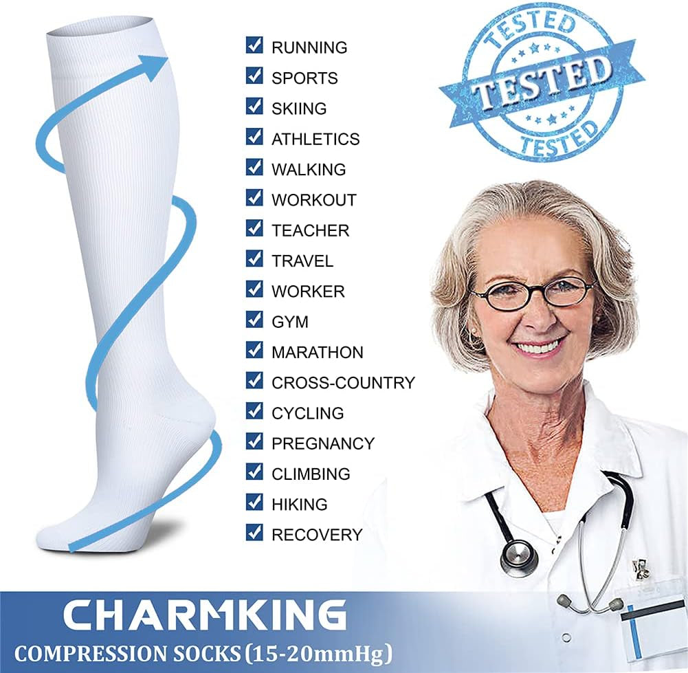 Compression Socks for Women & Men Circulation (3 Pairs) 15-20 Mmhg Is Best Support for Athletic Running Cycling